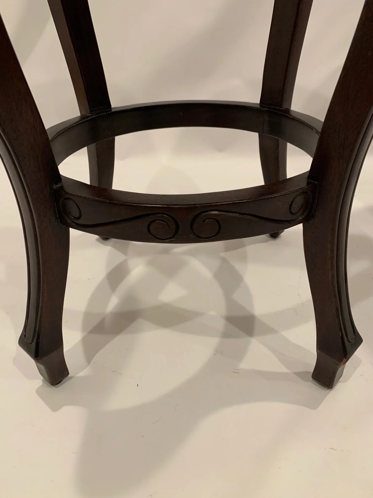 Italian Embossed Leather and Wood Bar Stools -A Pair - 7