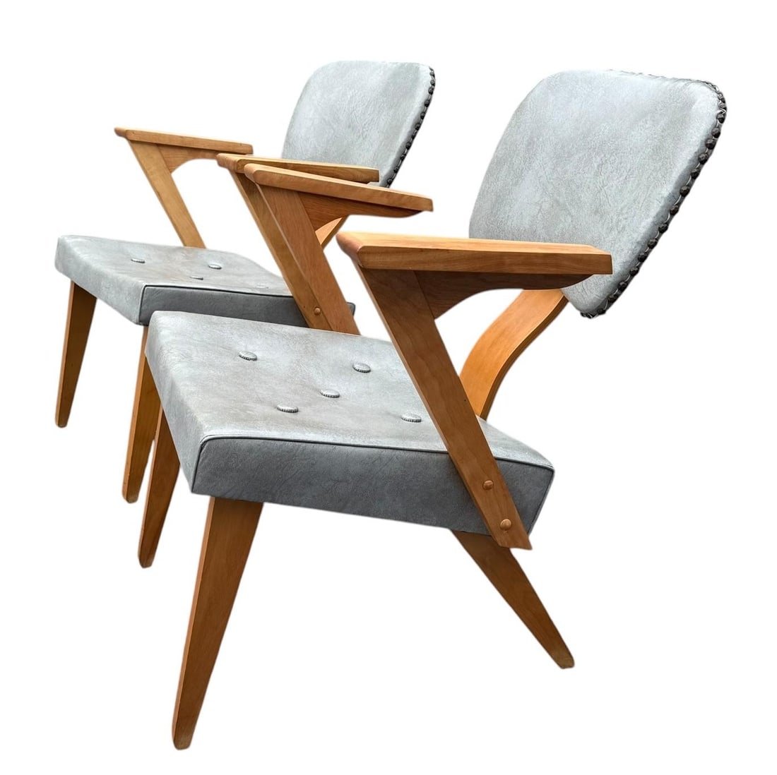 Pair of Mid-Century Modern Armchairs by Custom & Modern Upholstering Co., Gardner Ma, C. 1950 - 3