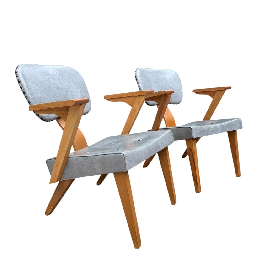 Pair of Mid-Century Modern Armchairs by Custom & Modern Upholstering Co., Gardner Ma, C. 1950 - 4