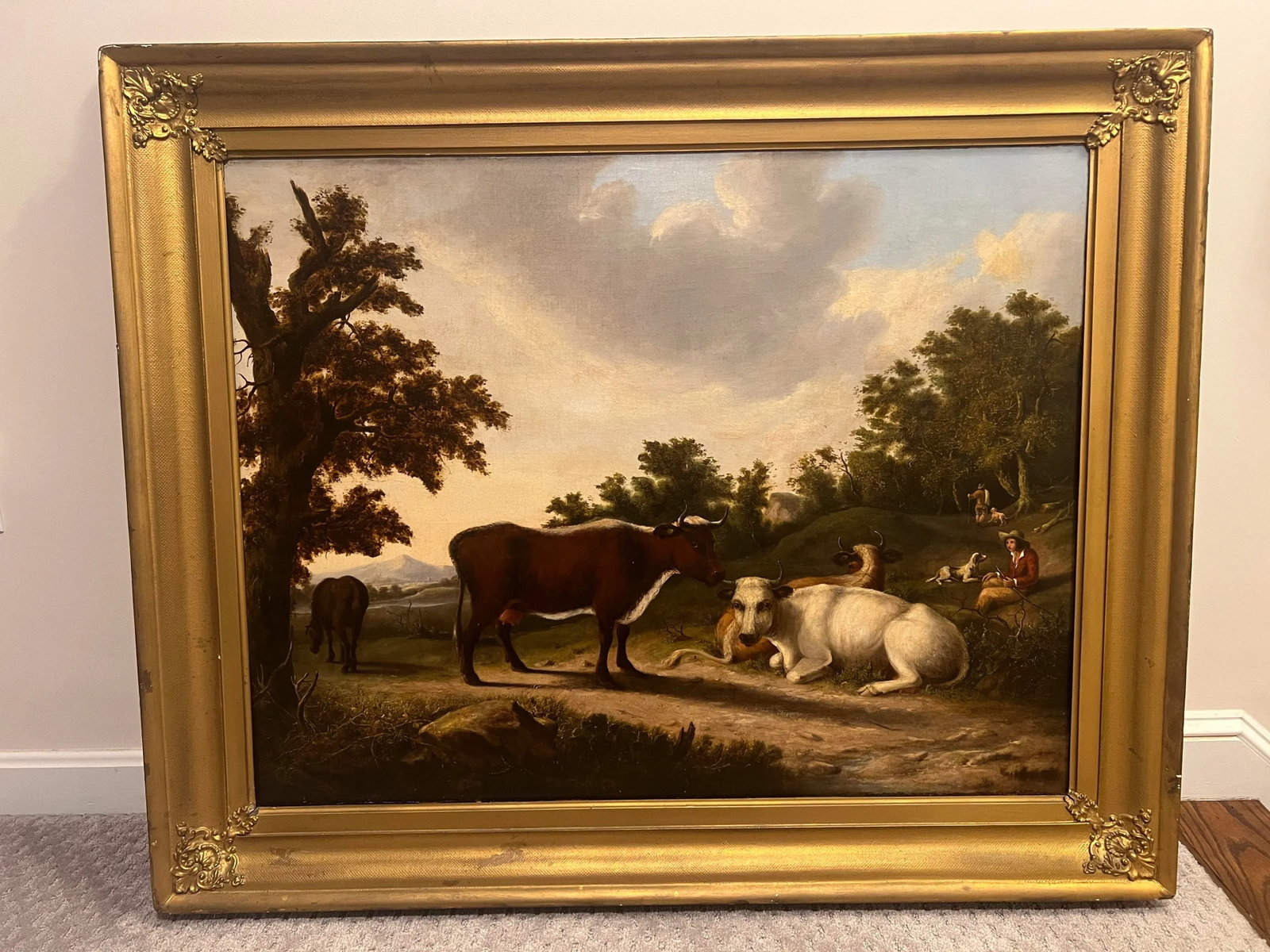 Large Scale 19th Century English School Bucolic Landscape Oil Painting - 11