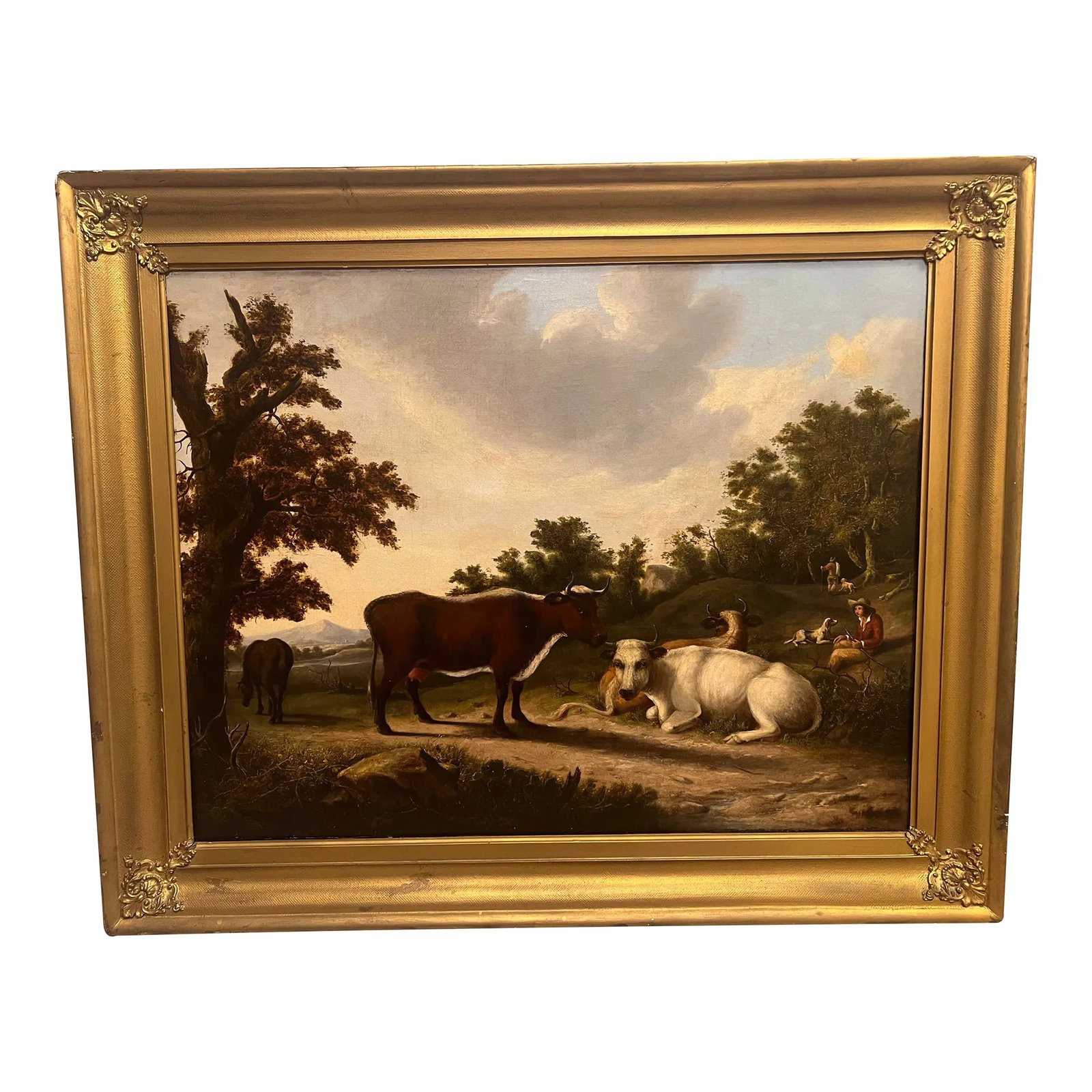 Large Scale 19th Century English School Bucolic Landscape Oil Painting: Exceptional Large Scale 19th Century English School Bucolic Landscape Oil Painting. While there is no signature or specific attribution to the artist's hand - it is with a doubt an exceptionally