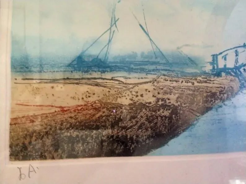"A Small Bridge" 1969 Kaiko Moti Aquatint Artist's Proof - 3