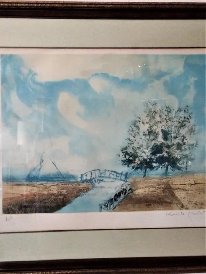 "A Small Bridge" 1969 Kaiko Moti Aquatint Artist's Proof - 4