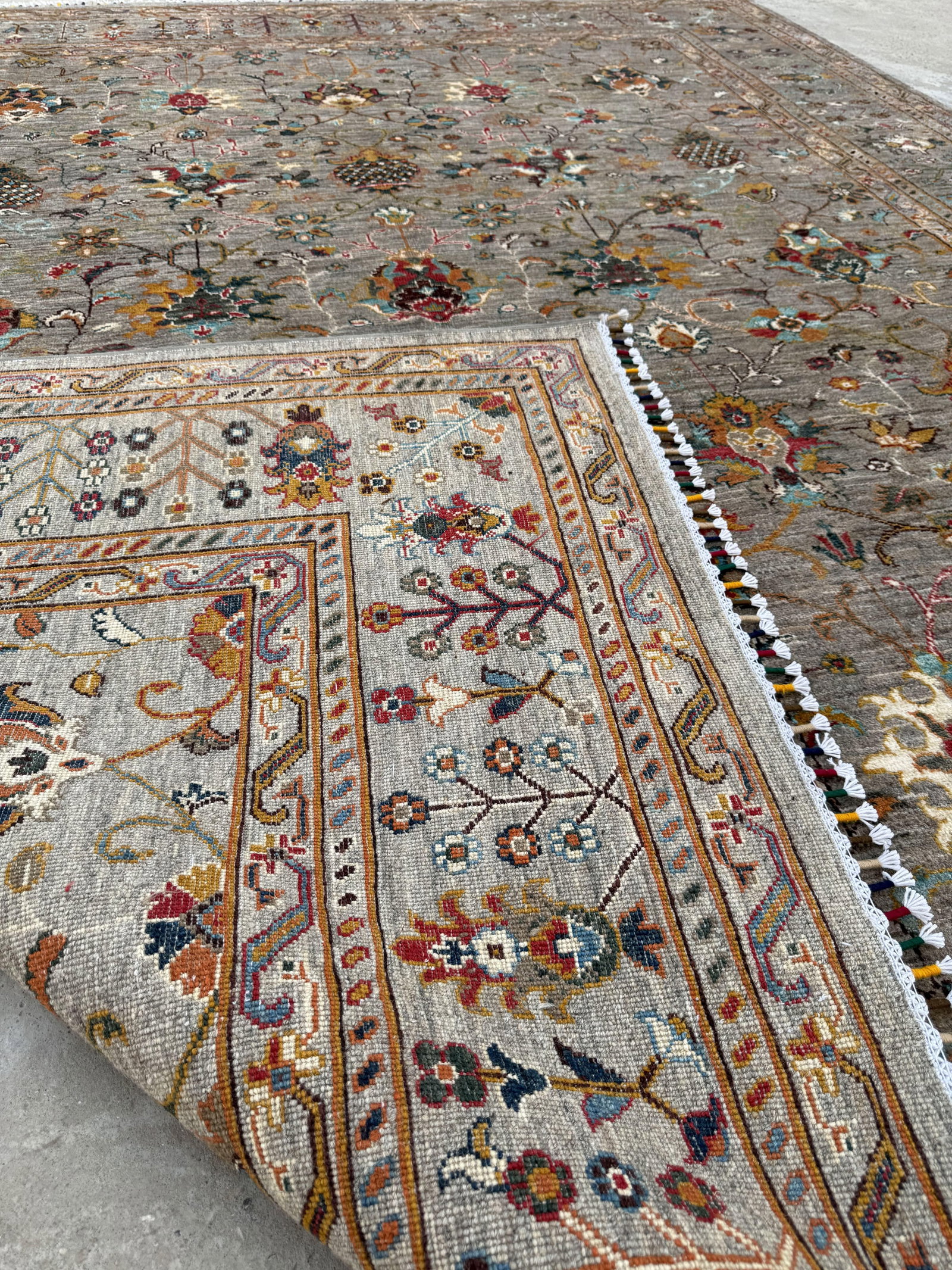 Sultanabad Design Area Rug, Hand-Knotted Wool, 8x10, Gray & Rust - 10