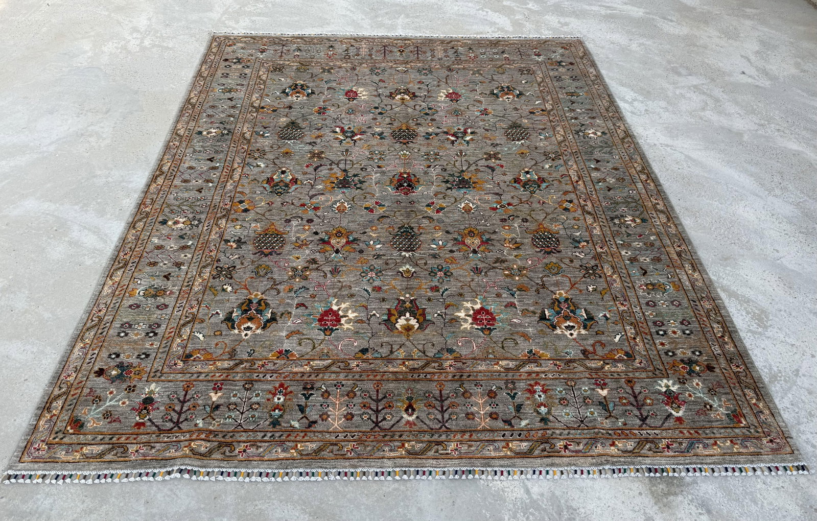 Sultanabad Design Area Rug, Hand-Knotted Wool, 8x10, Gray & Rust - 2