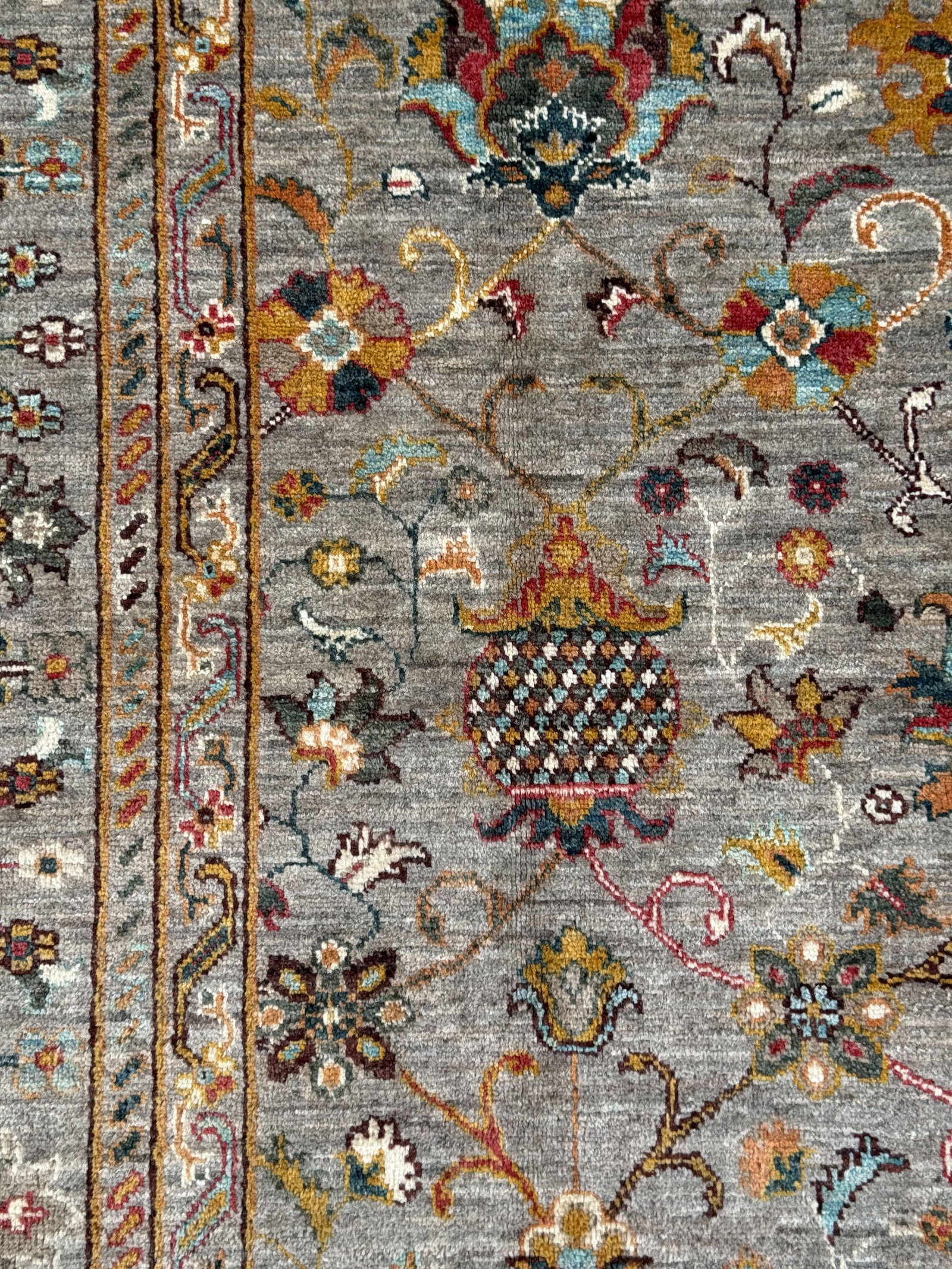 Sultanabad Design Area Rug, Hand-Knotted Wool, 8x10, Gray & Rust - 3