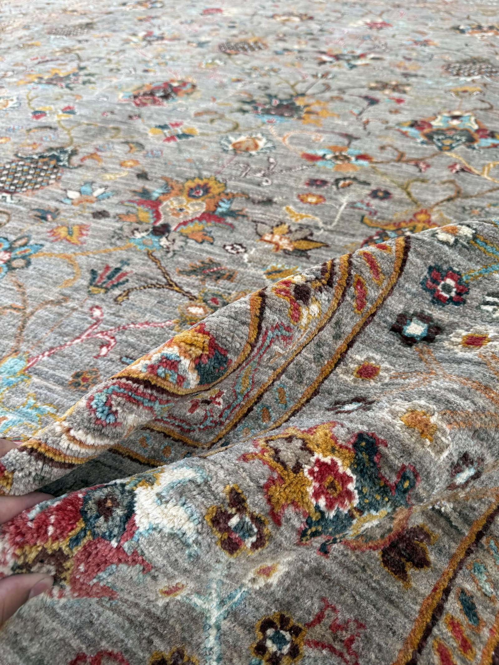 Sultanabad Design Area Rug, Hand-Knotted Wool, 8x10, Gray & Rust - 7