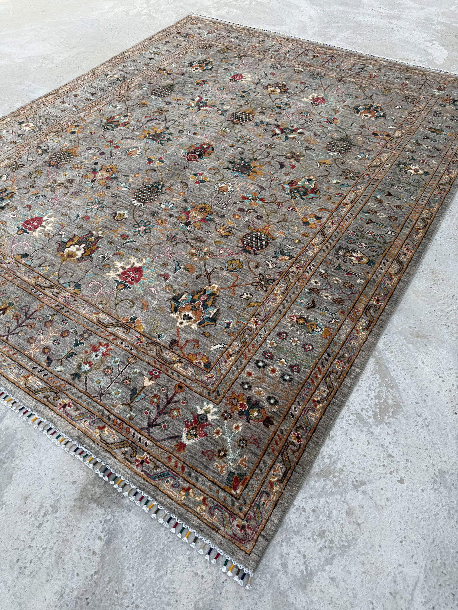 Sultanabad Design Area Rug, Hand-Knotted Wool, 8x10, Gray & Rust - 8