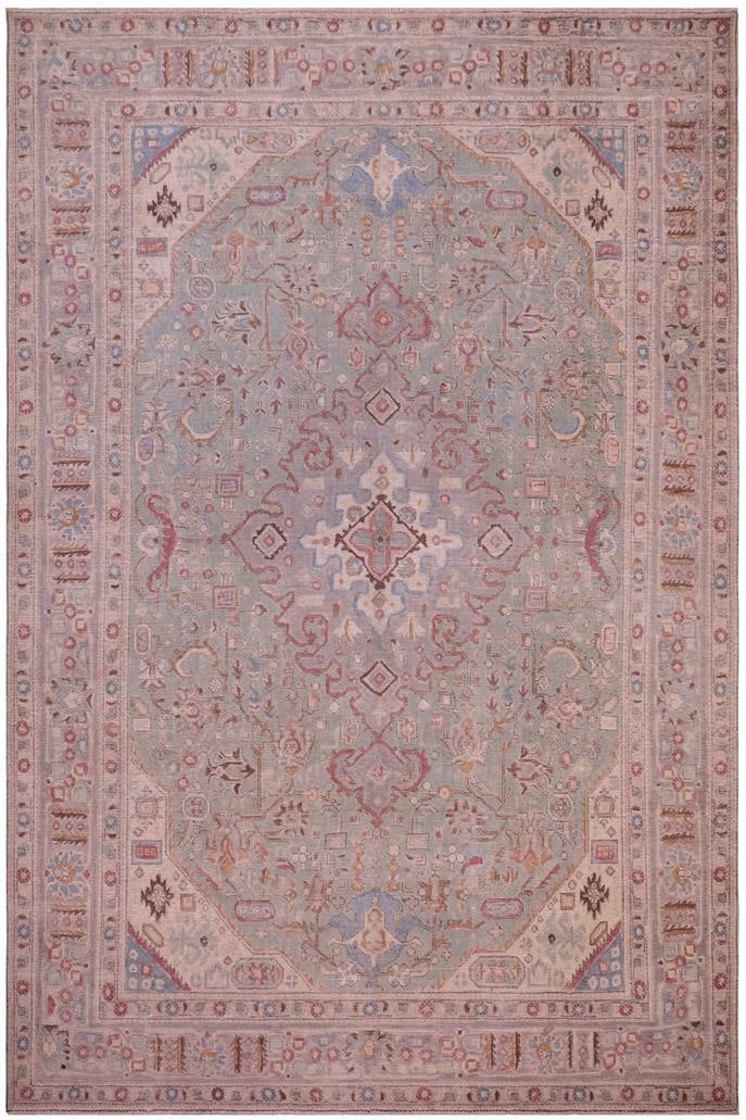 1990's Vintage Green/Gray Wool Rug - 8'0'' X 10'11'' - 10