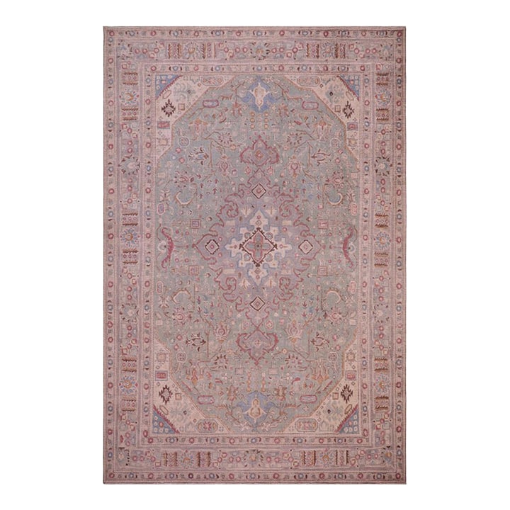 1990's Vintage Green/Gray Wool Rug - 8'0'' X 10'11'': Enhance your living space with this stunning vintage Persian hand-knotted wool rug, a true showstopper that effortlessly elevates any decor. Rich in vibrant colors and adorned with traditional
