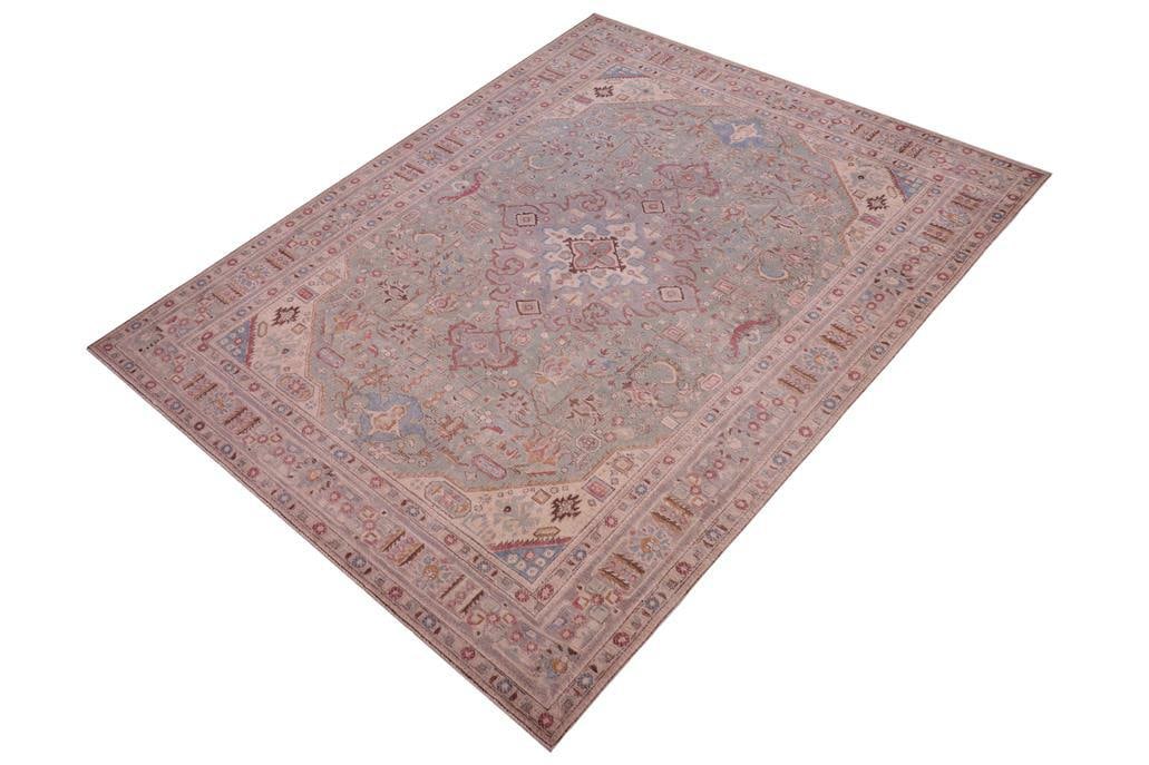 1990's Vintage Green/Gray Wool Rug - 8'0'' X 10'11'' - 3