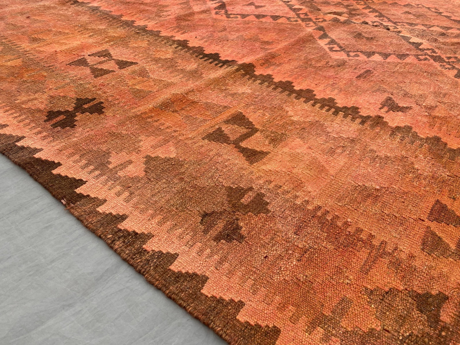 Vintage Overdyed Medallion Kilim Rug, Handwoven Wool, 6x10, Terracotta - 8