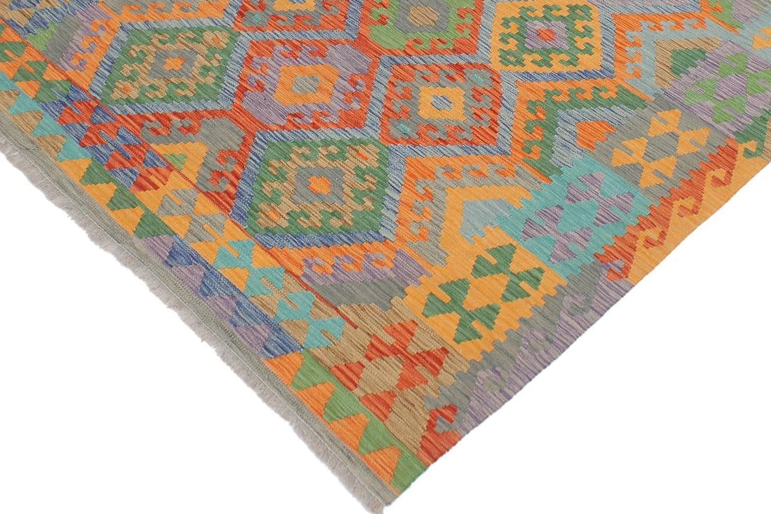 1990s Vintage Kilim Blue Gray Wool Rug - 5'2" X 6'8" - 3