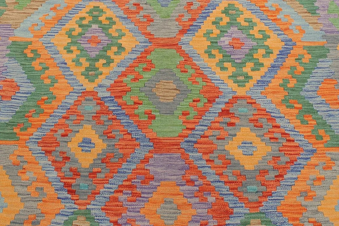 1990s Vintage Kilim Blue Gray Wool Rug - 5'2" X 6'8" - 4