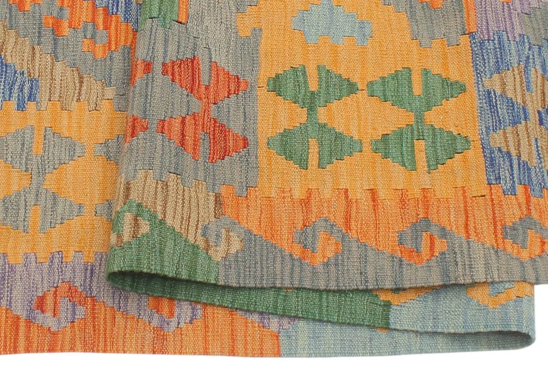 1990s Vintage Kilim Blue Gray Wool Rug - 5'2" X 6'8" - 5