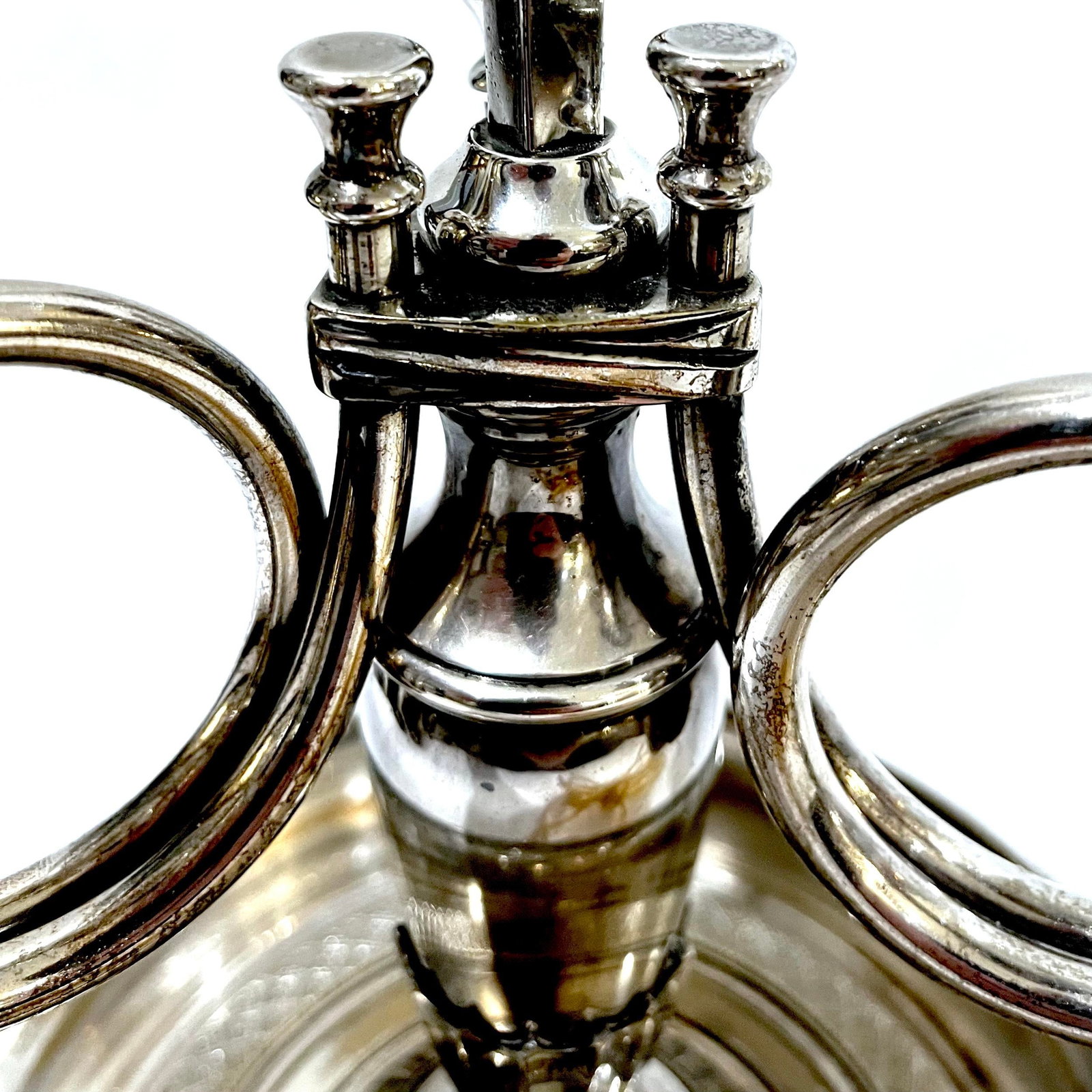 Vintage Silver Plated Bouillotte Lamp - Three Arms - 11
