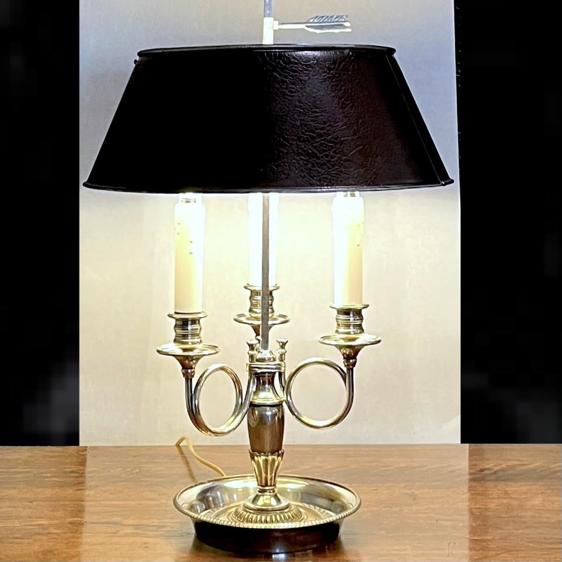 Vintage Silver Plated Bouillotte Lamp - Three Arms - 15