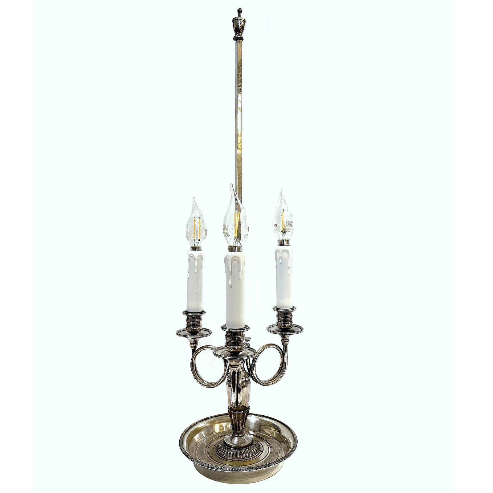 Vintage Silver Plated Bouillotte Lamp - Three Arms - 2