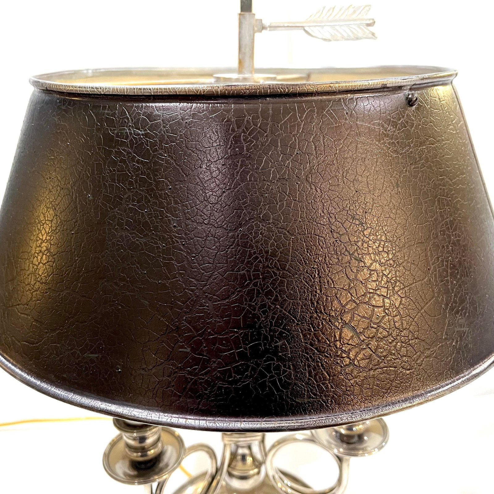 Vintage Silver Plated Bouillotte Lamp - Three Arms - 4