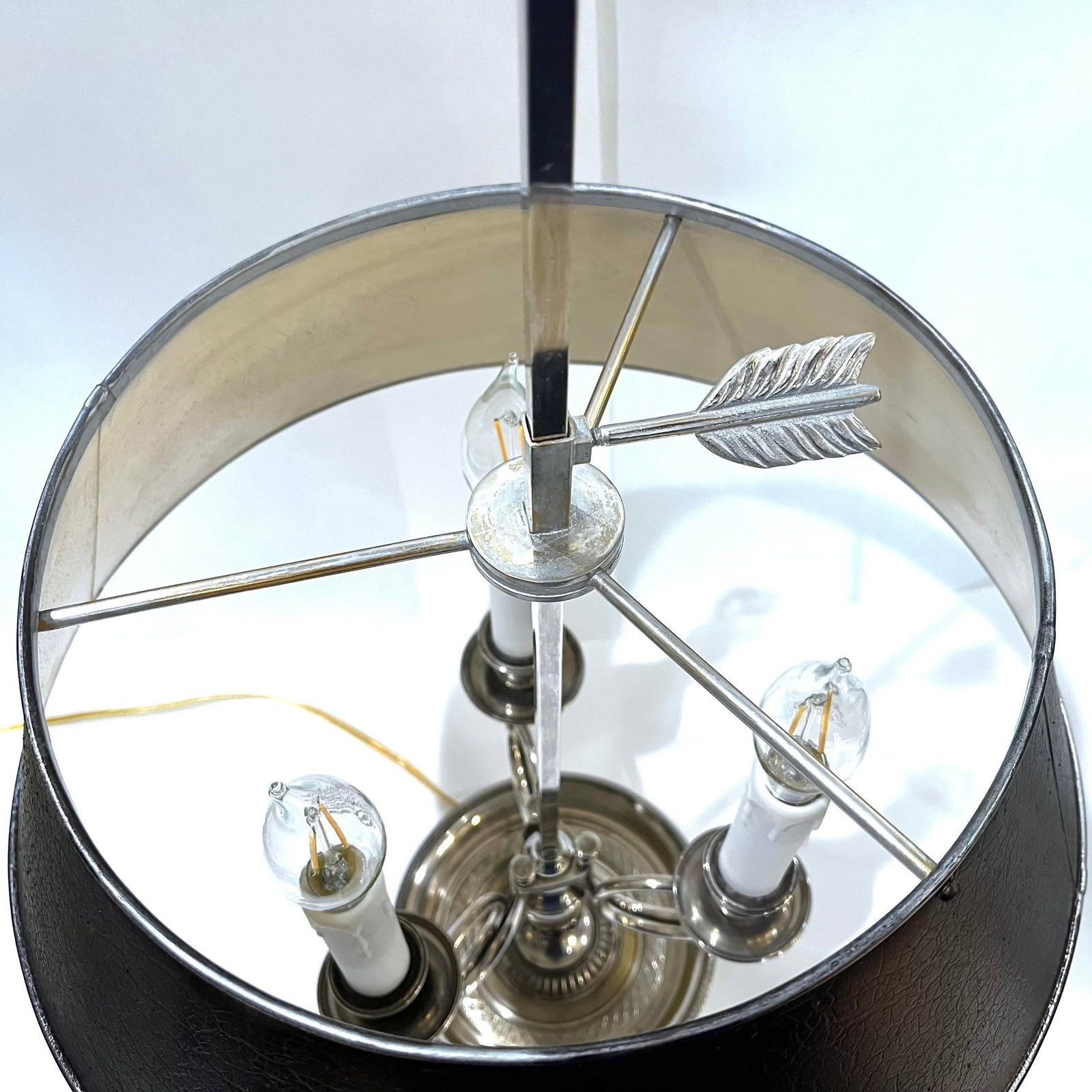 Vintage Silver Plated Bouillotte Lamp - Three Arms - 5
