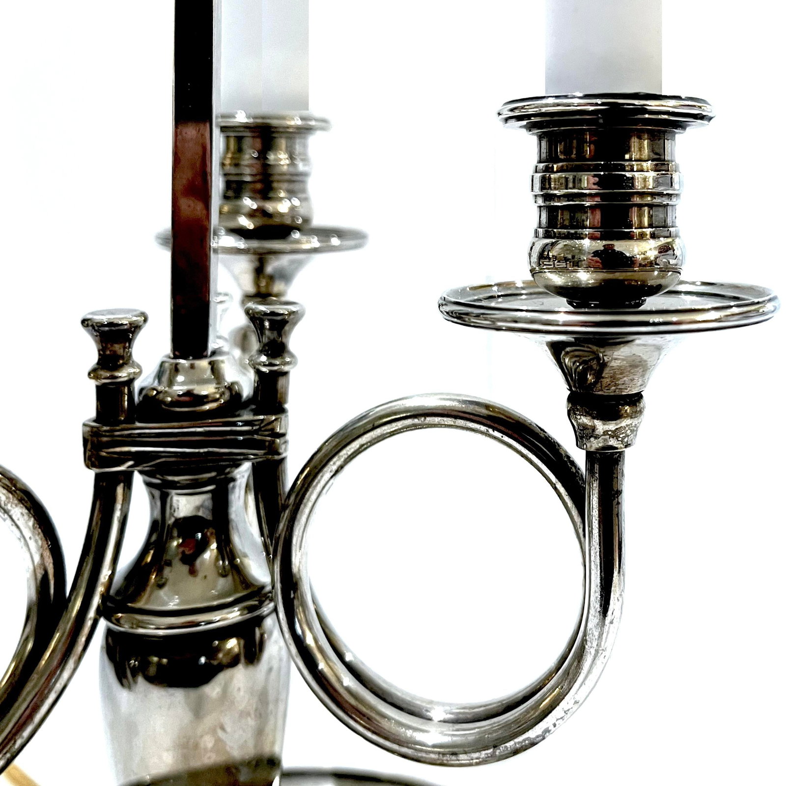 Vintage Silver Plated Bouillotte Lamp - Three Arms - 7