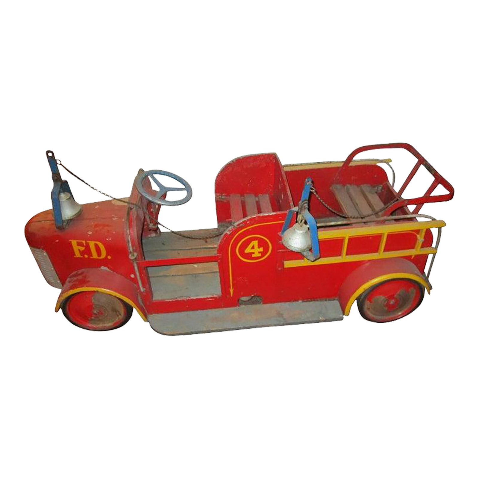 1940s Coney Island Amusement Park Kiddie Car Fire Engine in Original Condition (1 of 9)