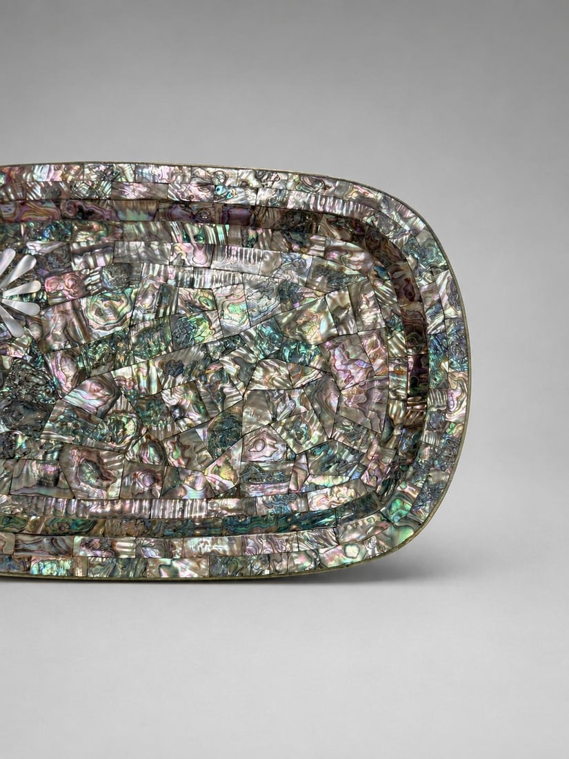 Los Castillo Taxco Mexican Modernist Abalone, Mother of Pearl & Silvered Tray - 2