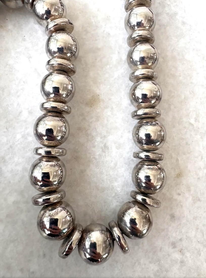 Vintage Sterling Silver American Beaded Necklace - 3
