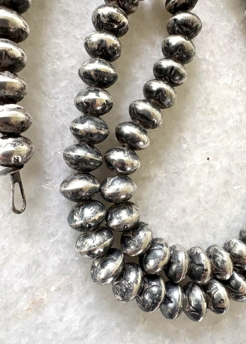 Sterling Silver Vintage Southwestern American Beaded Necklace - 2