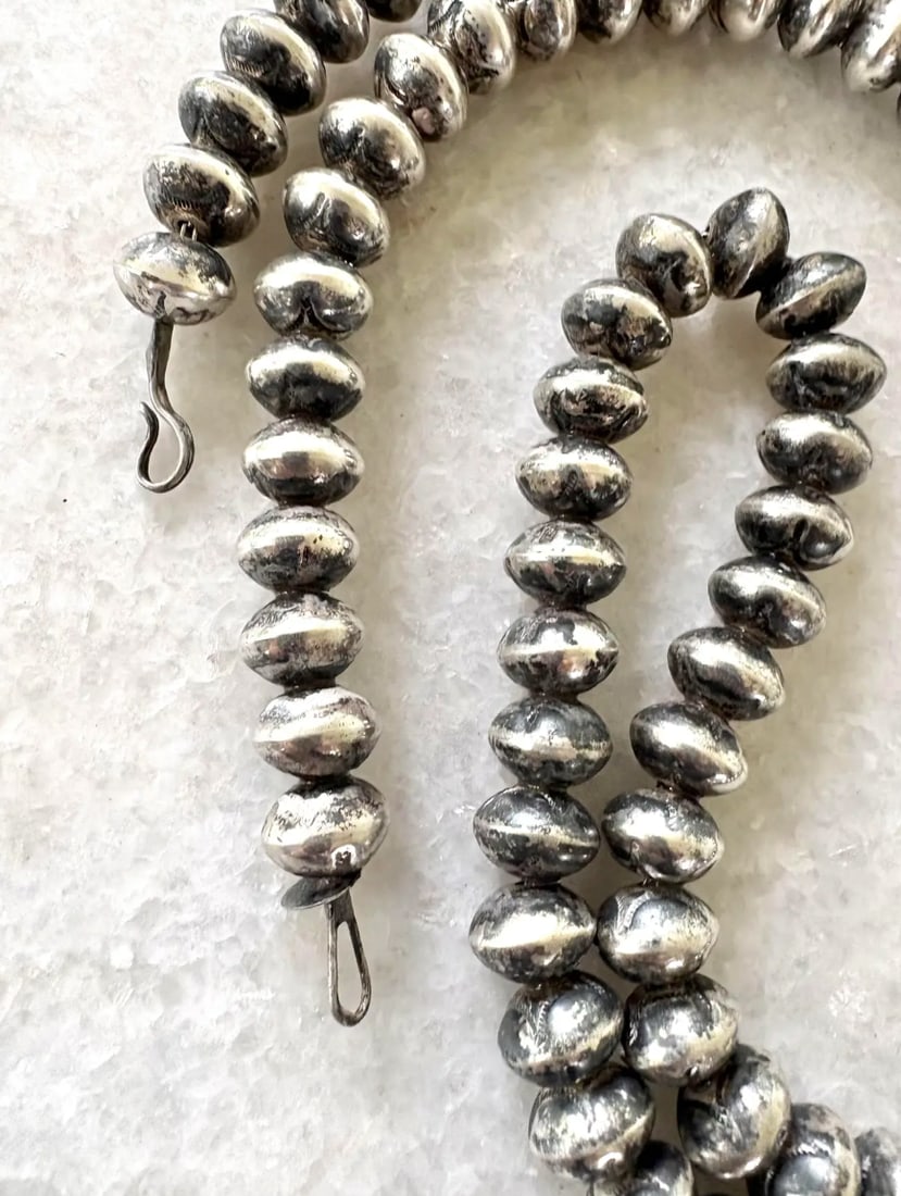 Sterling Silver Vintage Southwestern American Beaded Necklace - 3