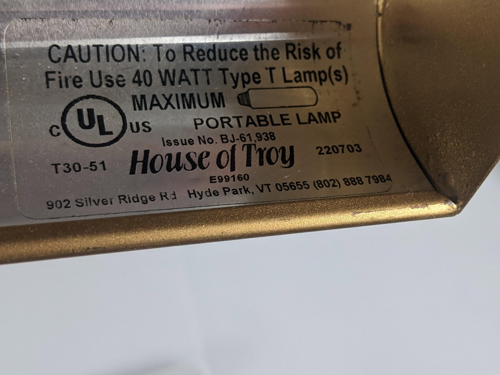 30" Vintage House of Troy Adjustable Gallery Picture Light - Gold/Brass-Tone Finish - 14