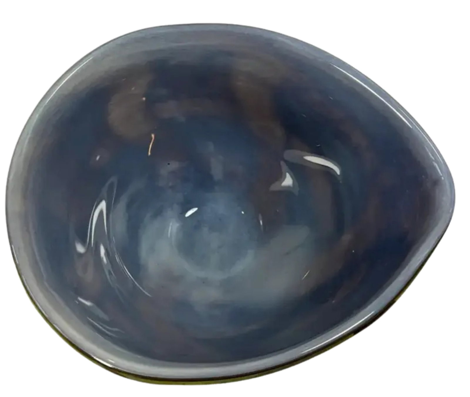 Lithuanian Art Glass Signed Mauve Yellow Centerpiece Bowl - 12