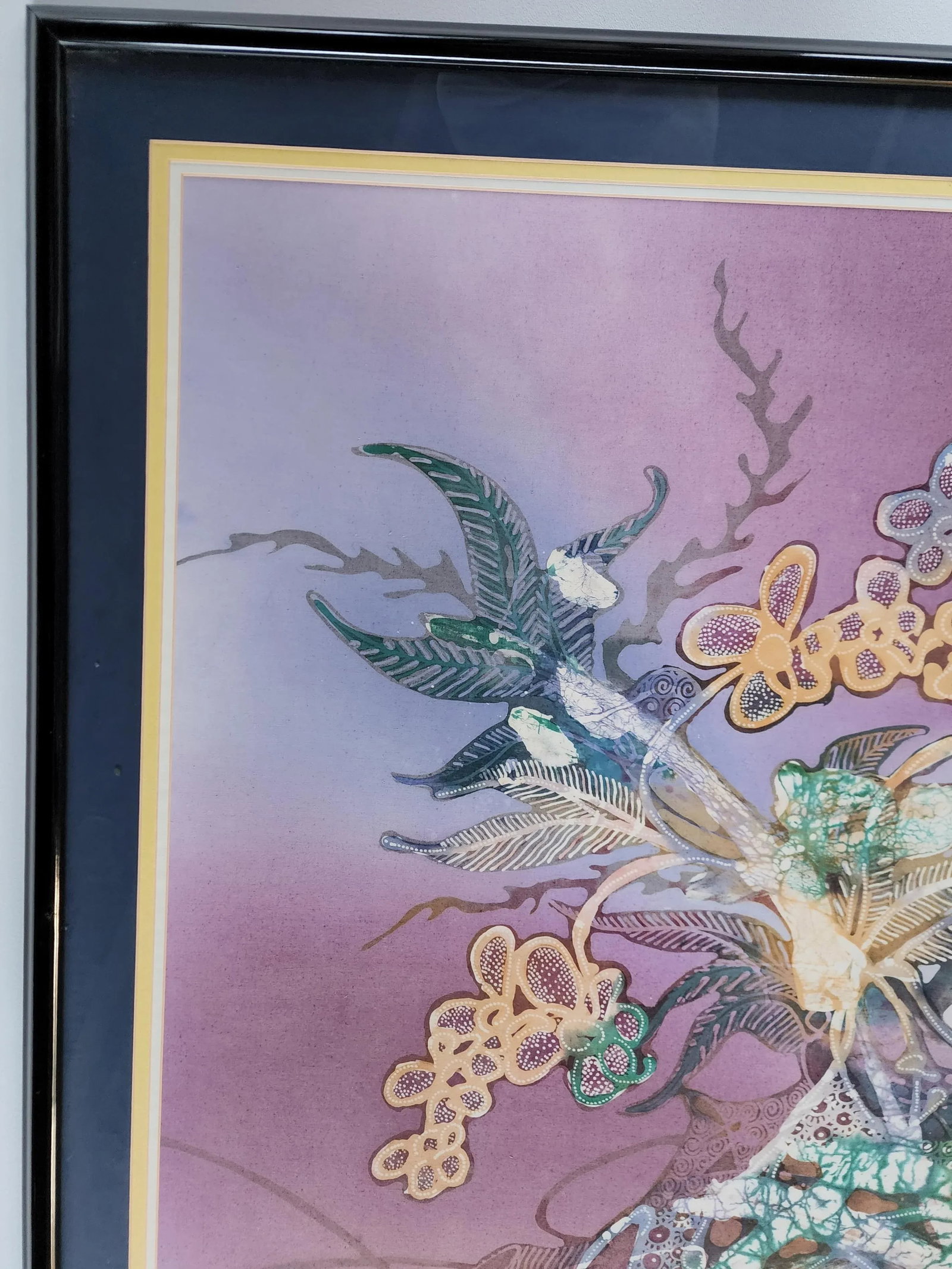 Contemporary Large Framed Batik Attributed Japanese Master Batik Artist M. Yono - 3