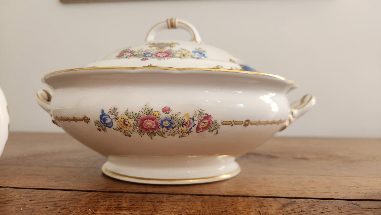 Vintage Shelley Sheraton 13291 Blue & Gold Bone China 16-Piece Serving Set - 10