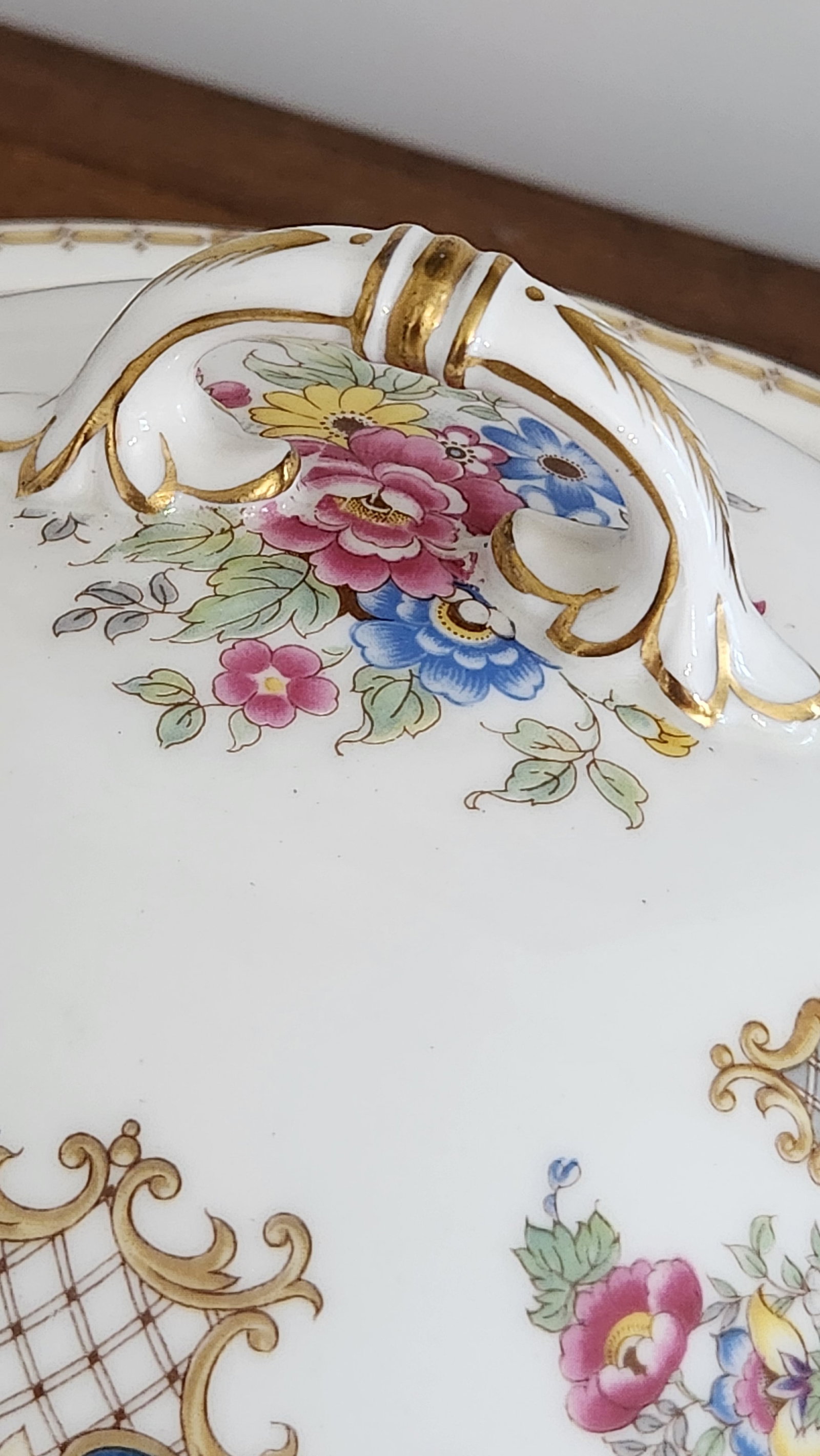 Vintage Shelley Sheraton 13291 Blue & Gold Bone China 16-Piece Serving Set - 12