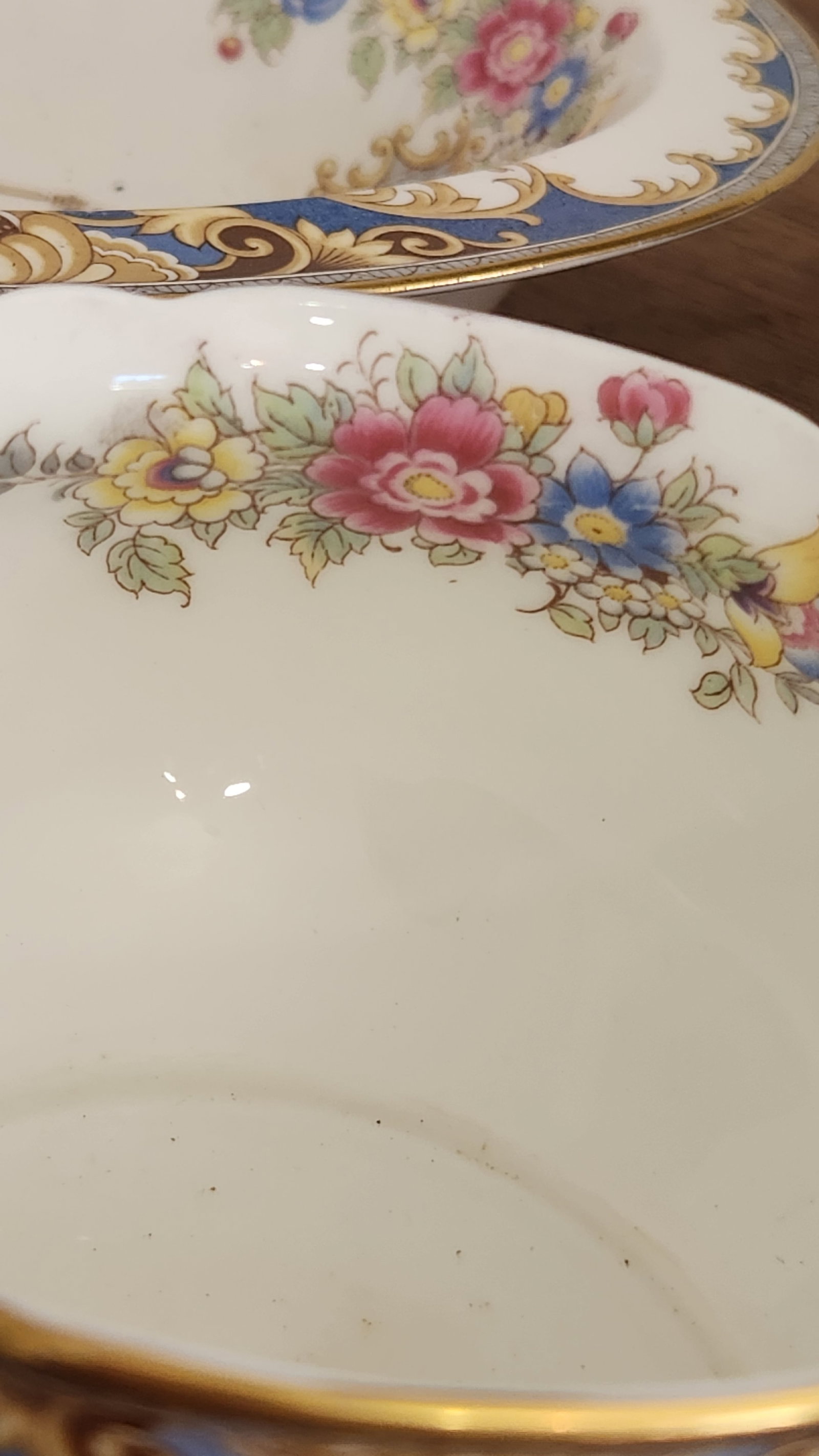 Vintage Shelley Sheraton 13291 Blue & Gold Bone China 16-Piece Serving Set - 14