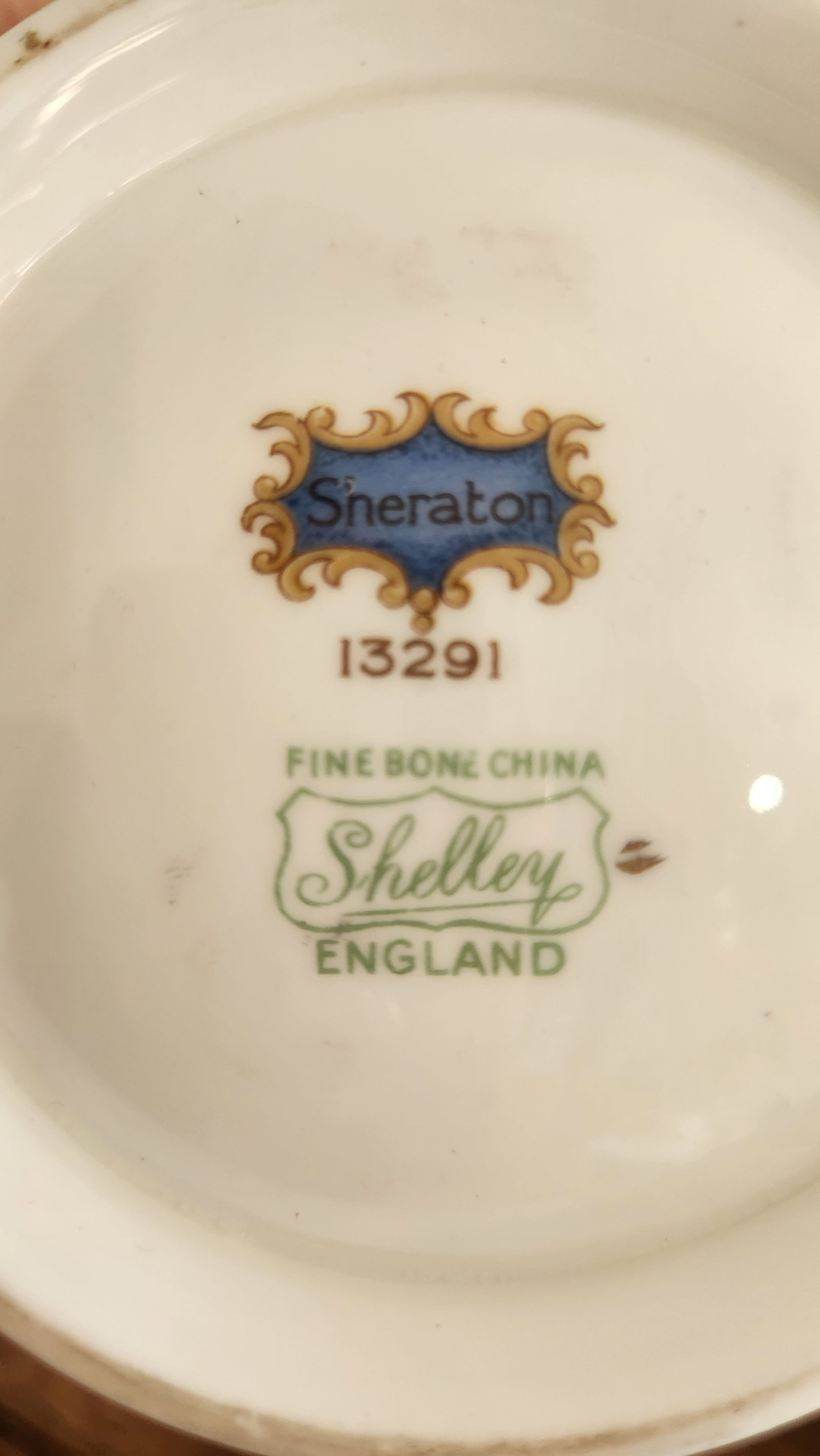 Vintage Shelley Sheraton 13291 Blue & Gold Bone China 16-Piece Serving Set - 15