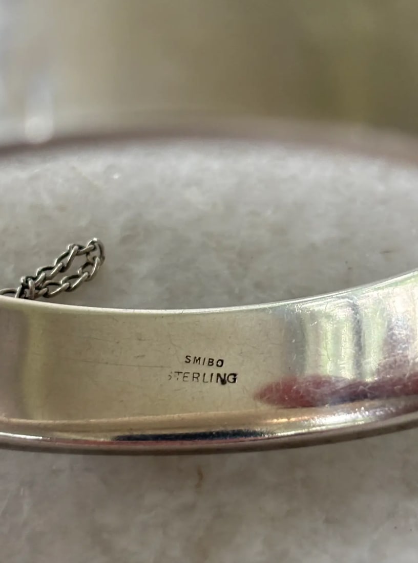 Antique Sterling Silver Etched Design Art Deco Bracelet - 3