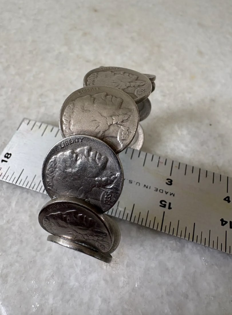 Vintage Buffalo Nickel Coin Cuff Bracelet - 4