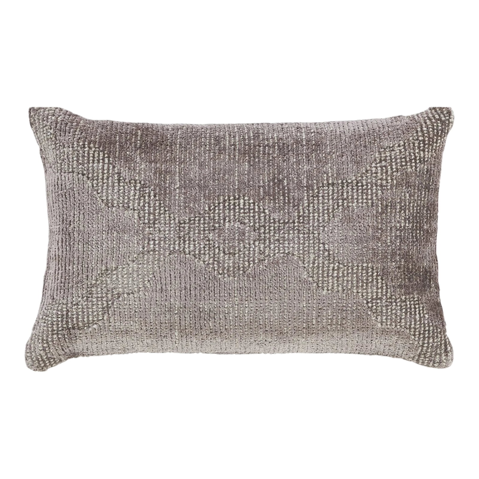 Modern Boho Mauve Throw Pillow: This new Accent Pillow of East-meets-West design aesthetic showcases a geometrical design with predominant mauve color. Hand-made, using either 100% premium wool. This pillow measure: 14" x 22".
