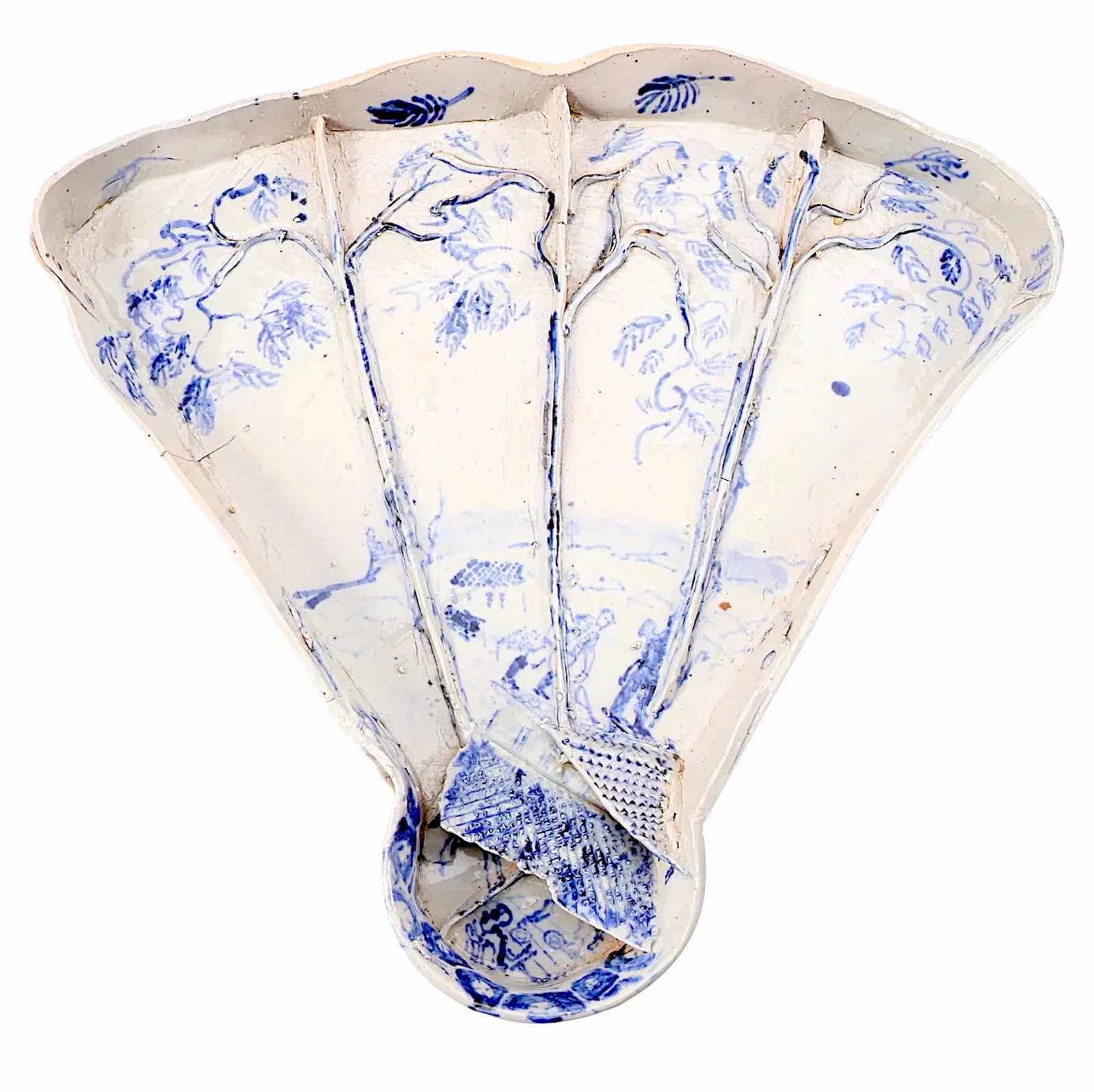 Chinoiserie Fan Shaped Studio Pottery Tea Tray by Kenneth Russell Ferguson - 13