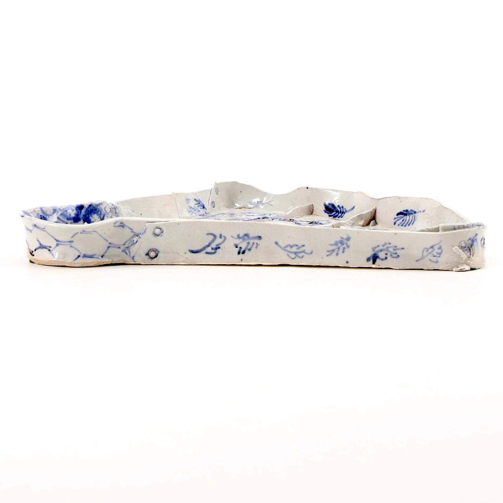 Chinoiserie Fan Shaped Studio Pottery Tea Tray by Kenneth Russell Ferguson - 4