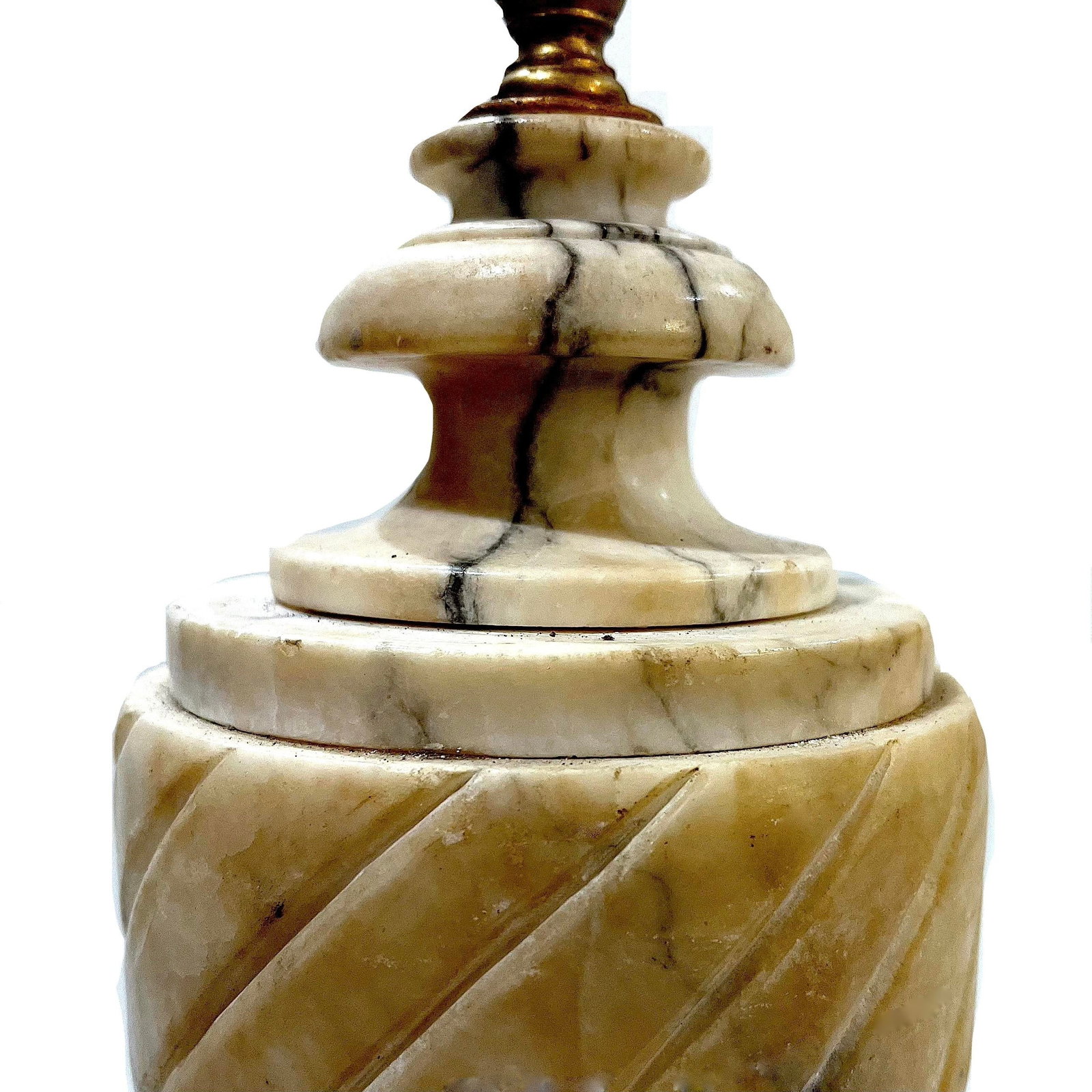 1920's Carved Alabaster Urn Table Lamp - Newly Wired - New Shade - 2