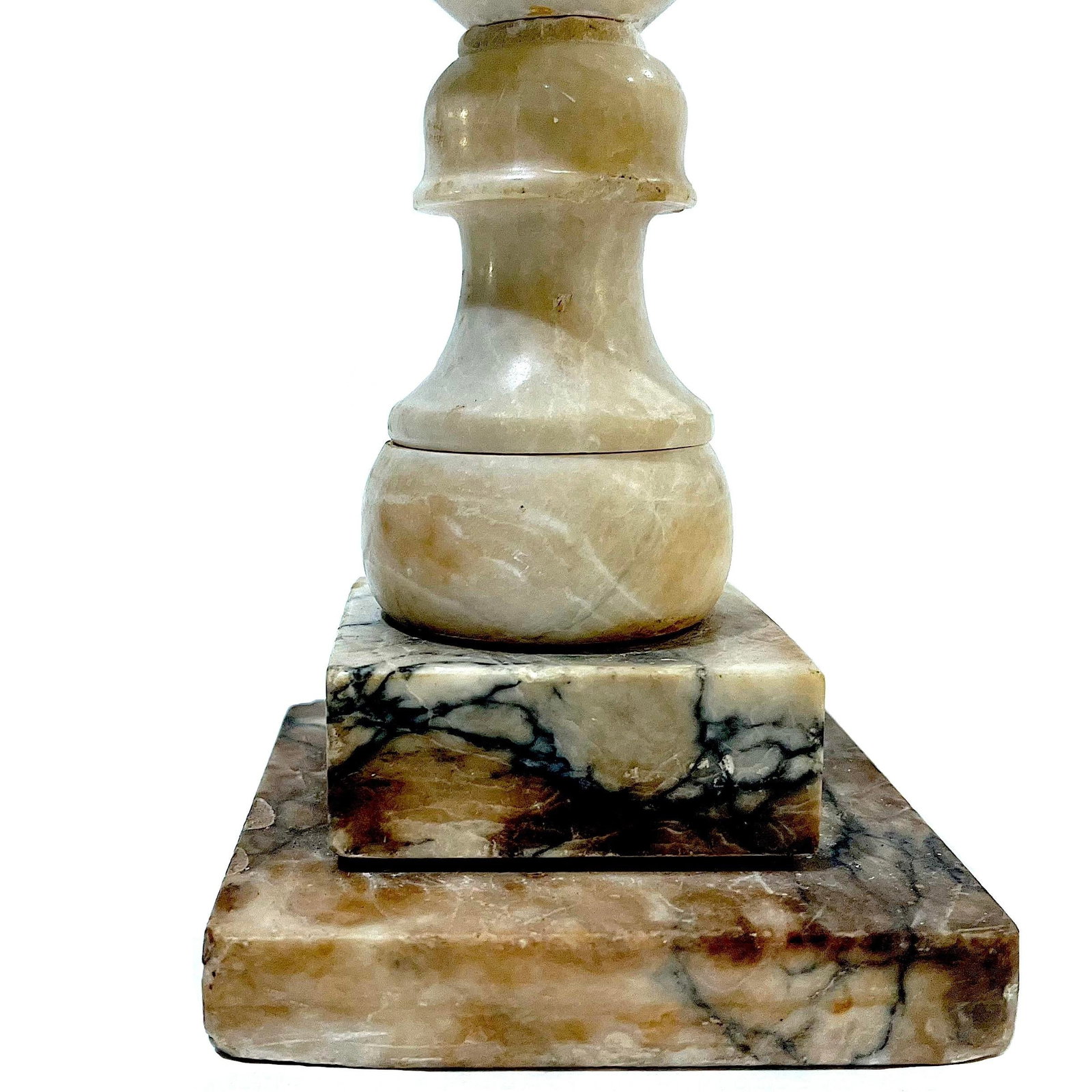 1920's Carved Alabaster Urn Table Lamp - Newly Wired - New Shade - 5