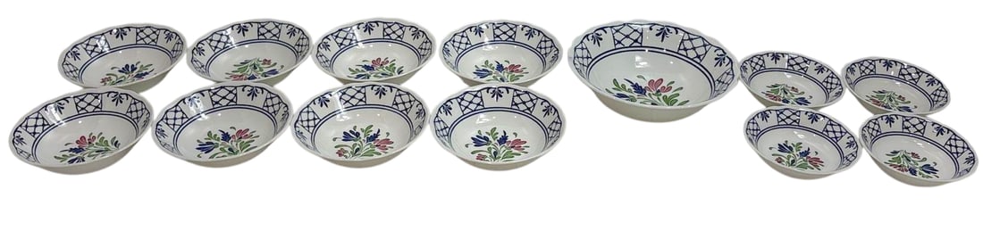 Vintage Johnson Brothers Provincial Hand Engraved Ironstone Bowls, 13-Piece Set, England - 3