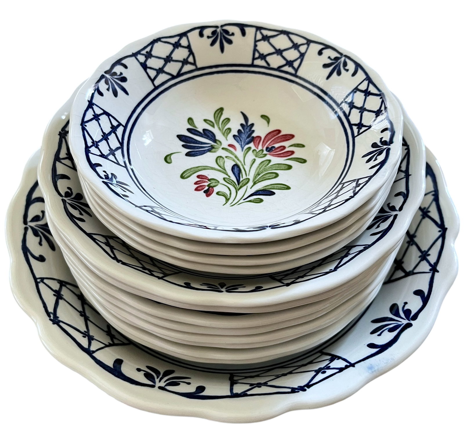 Vintage Johnson Brothers Provincial Hand Engraved Ironstone Bowls, 13-Piece Set, England - 4