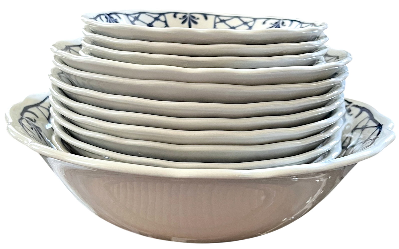 Vintage Johnson Brothers Provincial Hand Engraved Ironstone Bowls, 13-Piece Set, England - 5