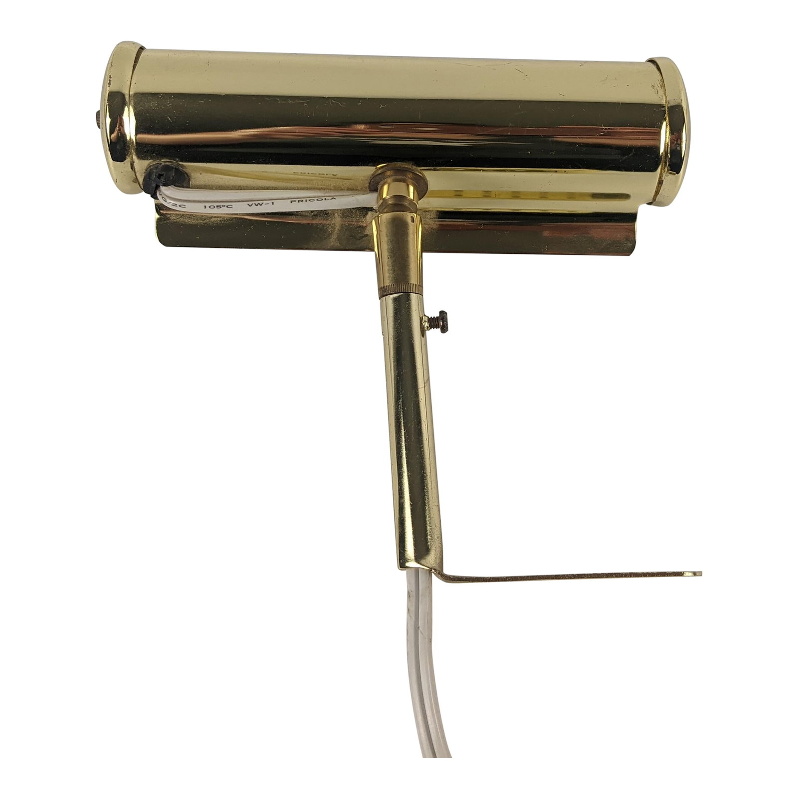 Vintage Angelo Lighting 7" Adjustable Picture Light - Polished Brass Finish: Elegant vintage picture light by Angelo Lighting, featuring a compact 7-inch profile and bright polished brass-tone finish. Designed for illuminating smaller paintings, portraits, framed photographs
