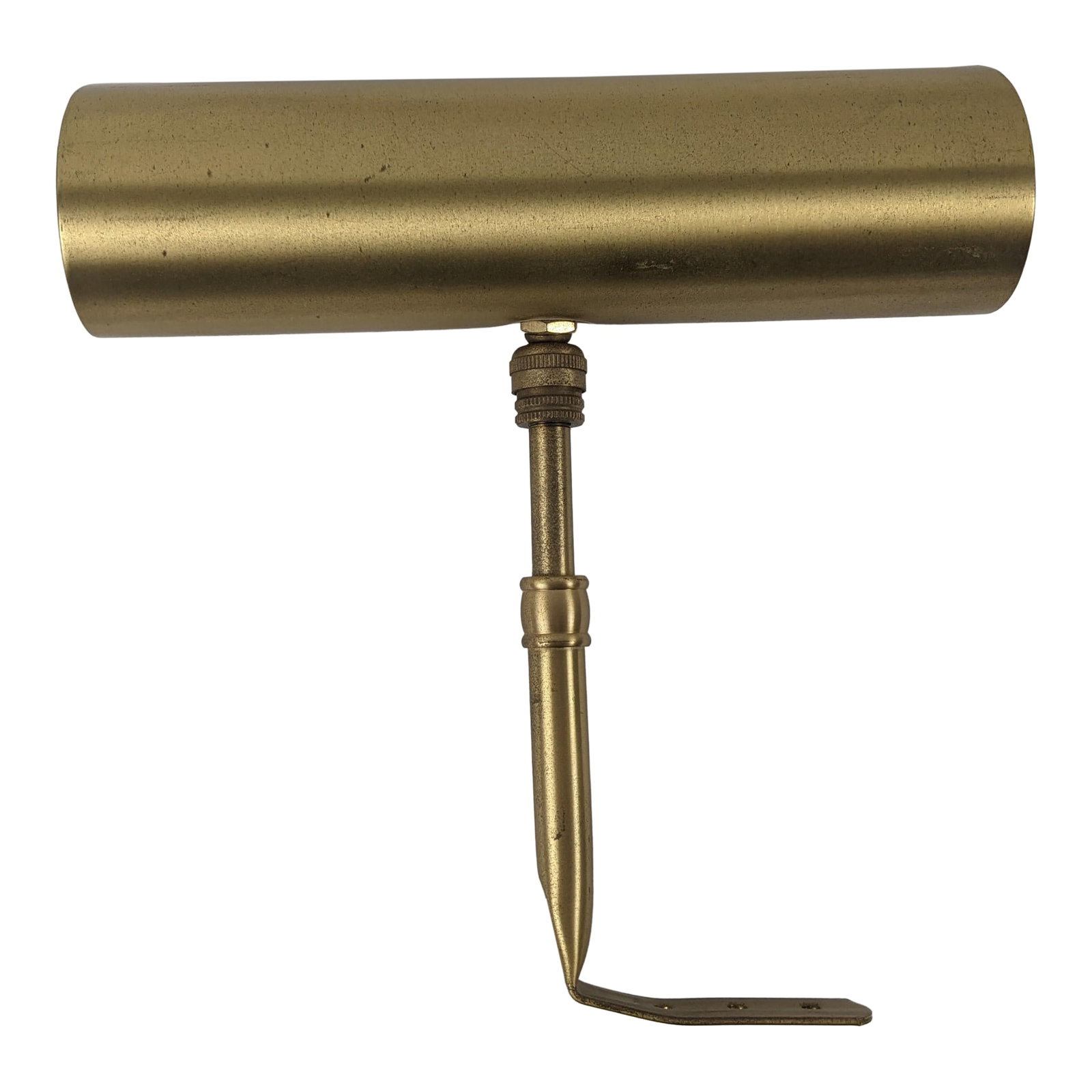 Late 20th Century House of Troy 8-Inch Adjustable Brass Picture Light - Quantity of 2 Available: Classic House of Troy fine-art picture light in a warm antique/brushed brass finish, designed to provide focused illumination for paintings, prints and other framed artwork. The compact 8-inch-wide sh