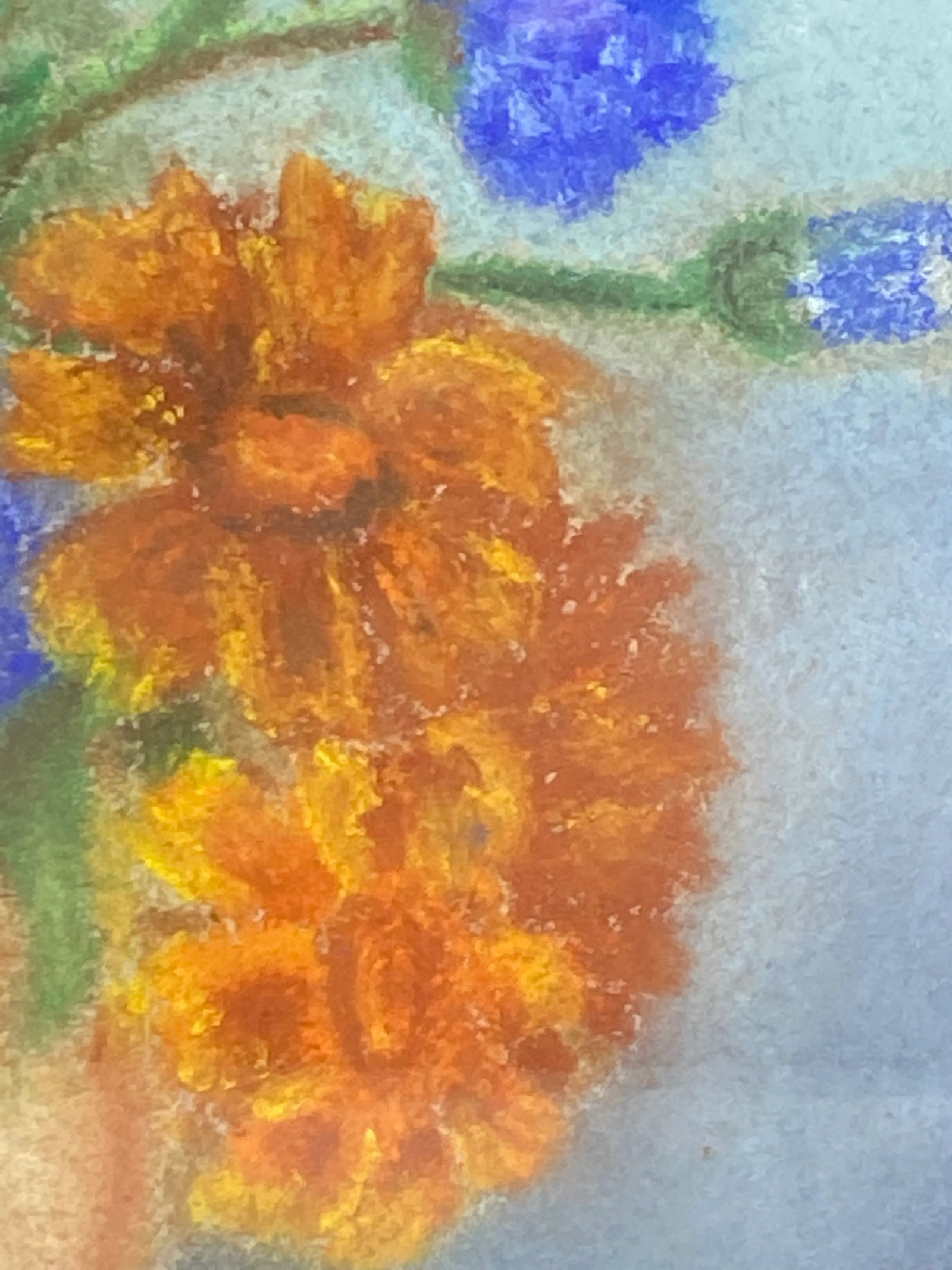 Mid 20th Century "Floral Still Life - Orange Zinnias and Daisies" Oil Painting, Framed - 8